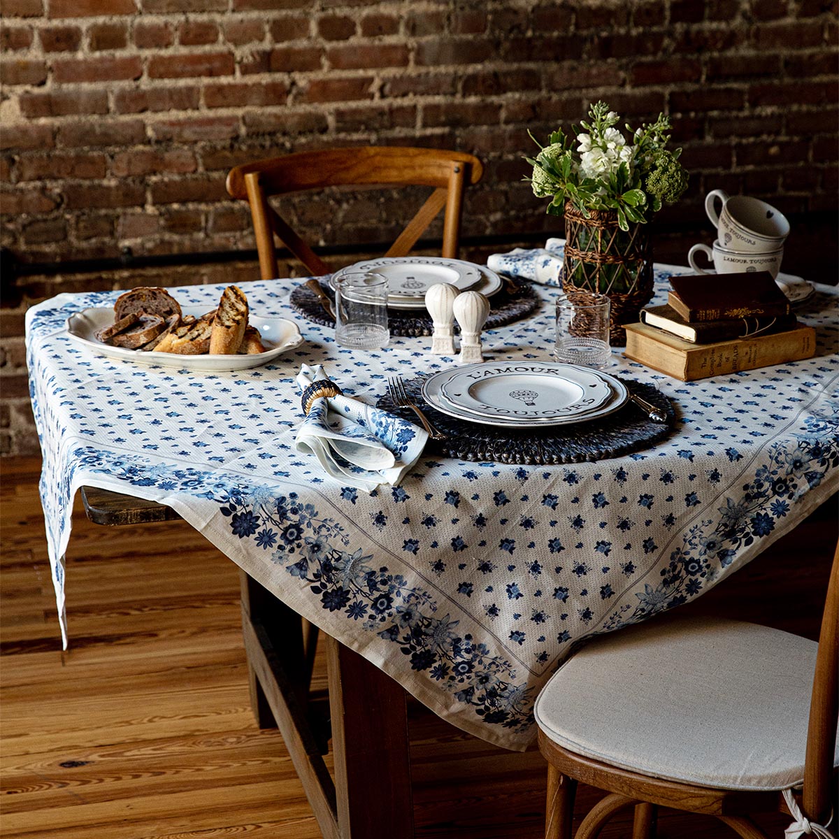Mirabelle Chambray Linen 54" Square Tablecloth