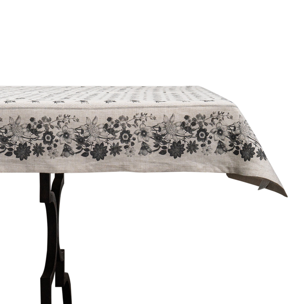 Mirabelle Noir Linen 54" Square Tablecloth