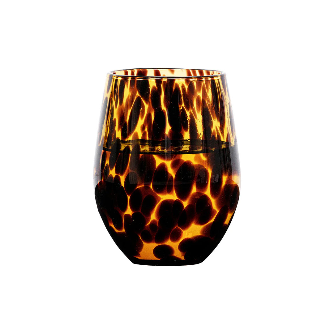 Puro Tortoiseshell Stemless Wine Glass