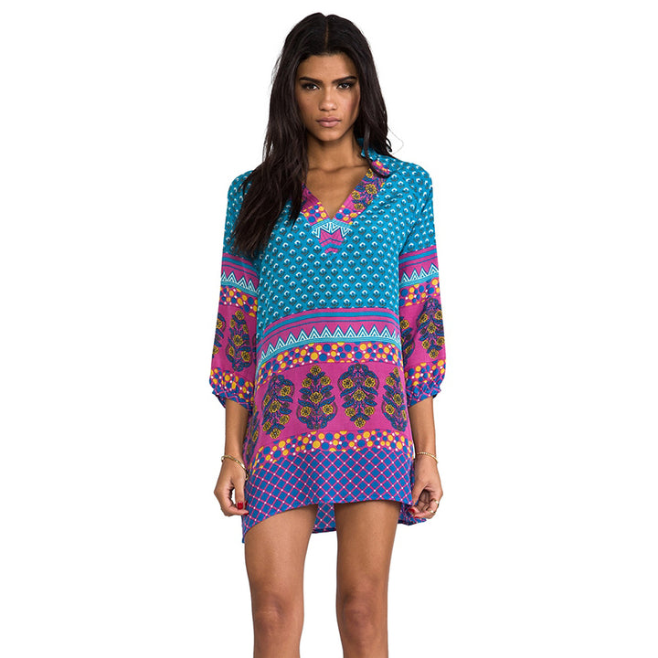 Nisha Turquoise Floral Tunic