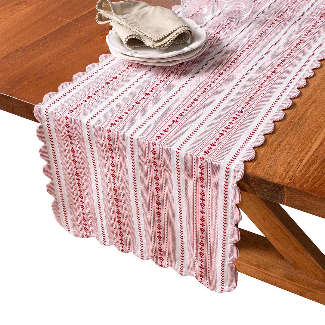 Villa Stripe 18"x 90" Table Runner - Red