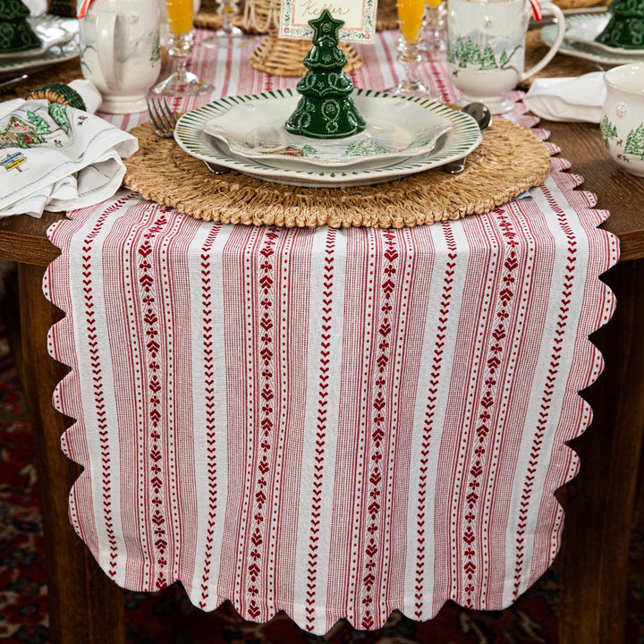 Villa Stripe 18"x 90" Table Runner - Red