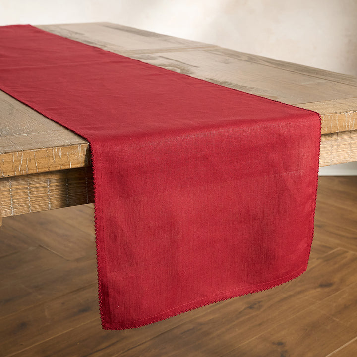Berry Scallop 18" x 90" Table Runner - Ruby