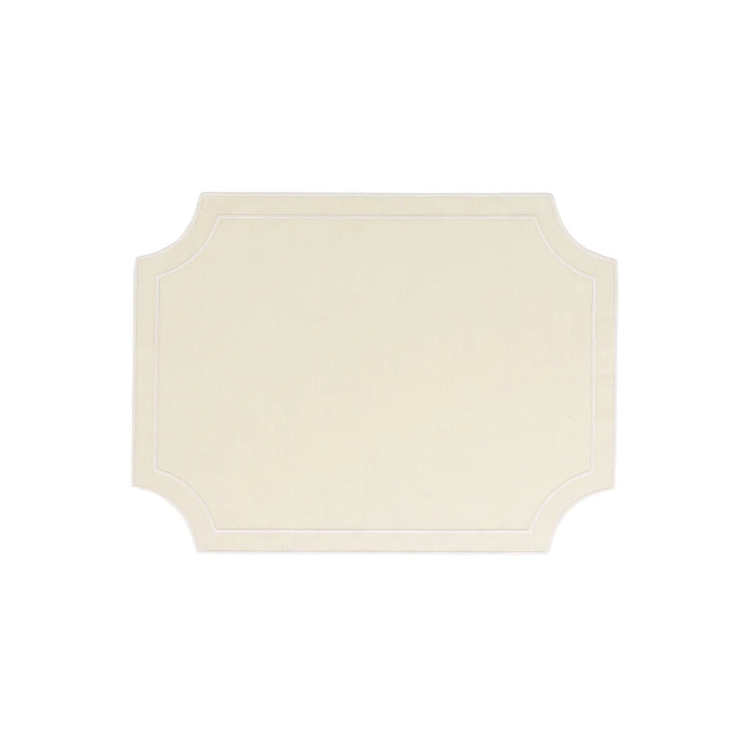 Tessuti Ivory Rectangular Placemats w/ White Stitching - Set of 4