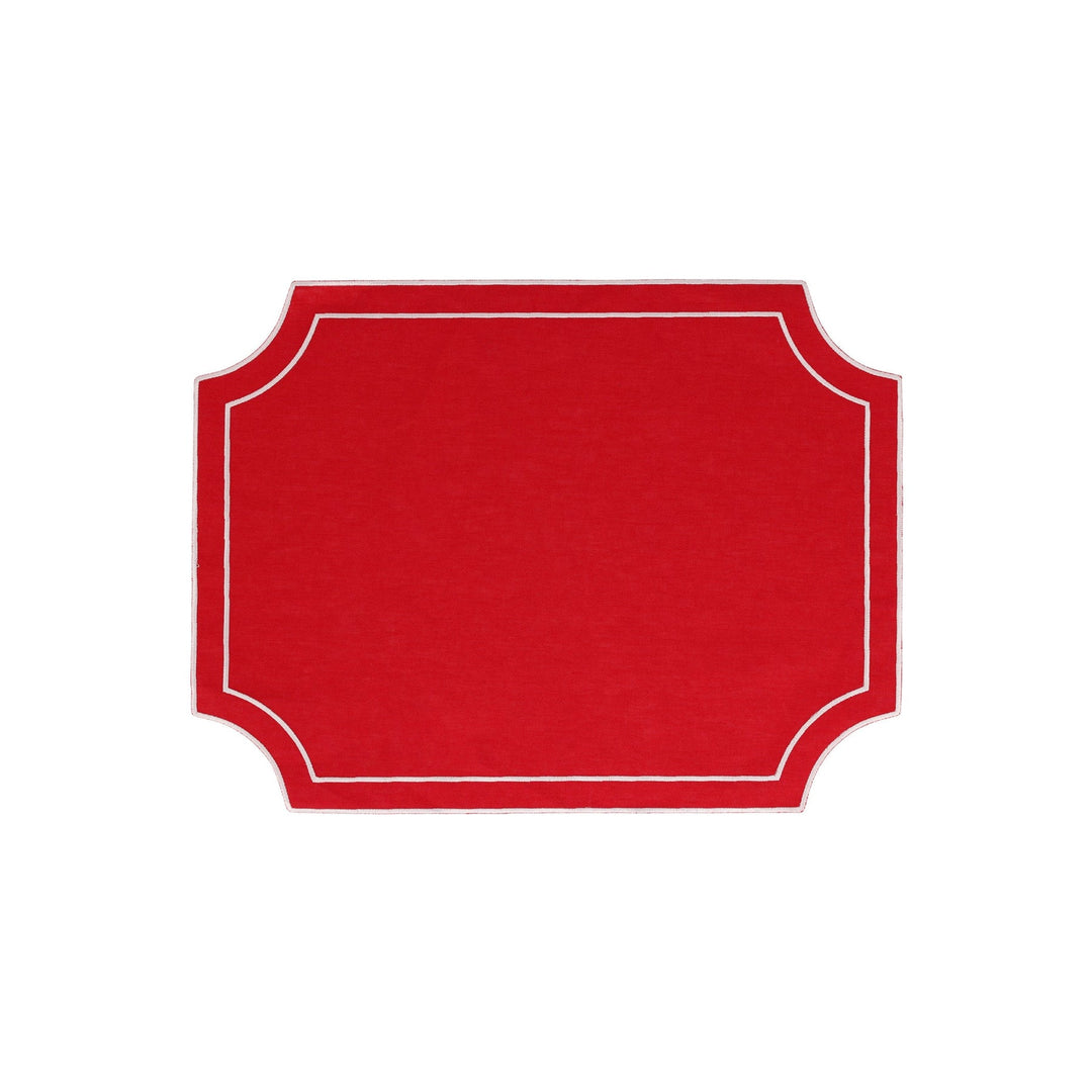 Tessuti Red Rectangular Placemats w/ White Stitching - Set of 4