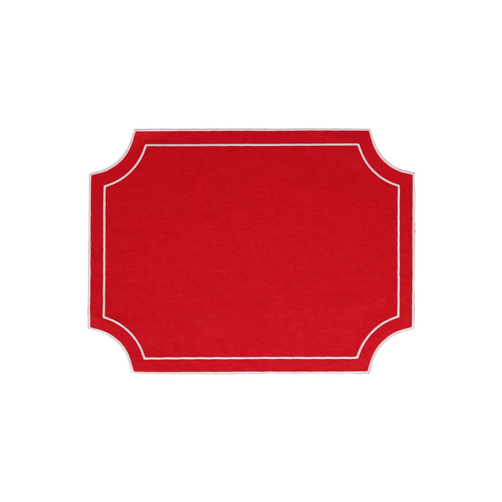 Tessuti Red Rectangular Placemats w/ White Stitching - Set of 4