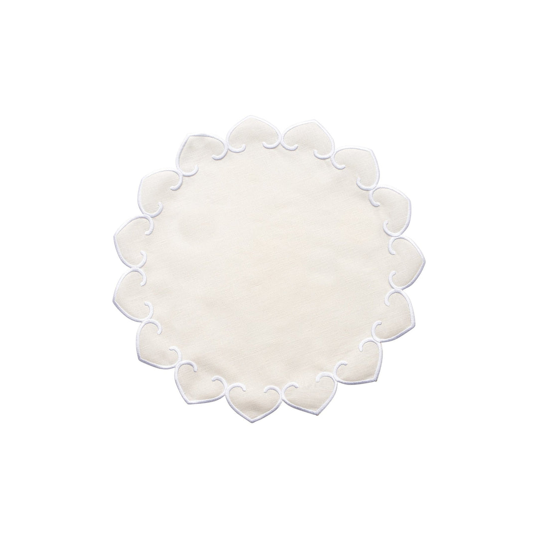 Tessuti Ivory Round Placemats w/ White Stitching - Set of 4