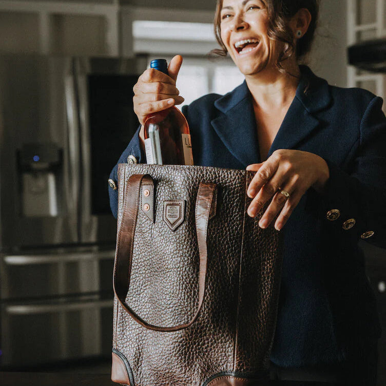 Theodore Leather 2 Bottle Wine Tote Carrier