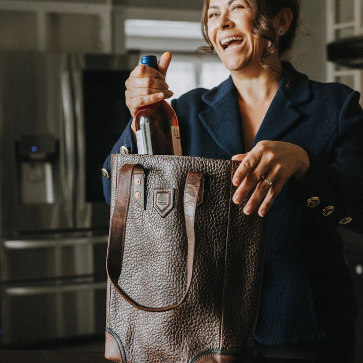 Theodore Leather 2 Bottle Wine Tote Carrier