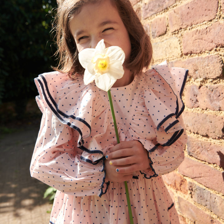 Girls Raphaela Dress - Strawberry Cream Polka Dot