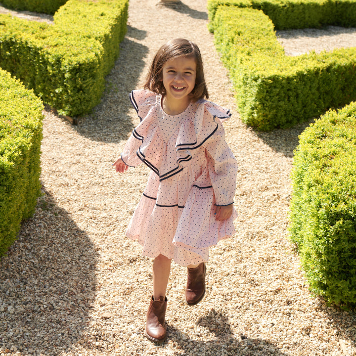 Girls Raphaela Dress - Strawberry Cream Polka Dot
