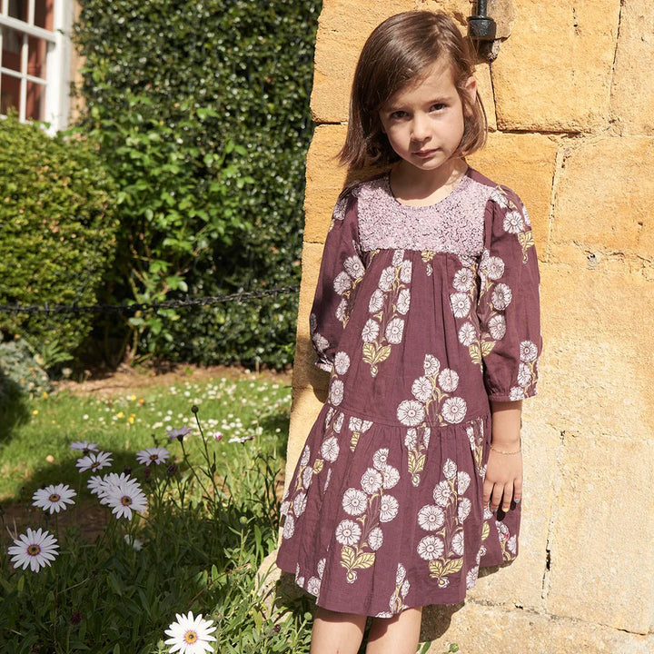 Girls Fiona Dress - Plum Buttercup Floral