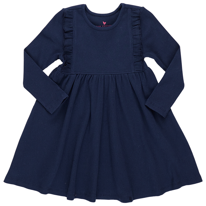 Girls Organic Kylie Rib Dress - Navy
