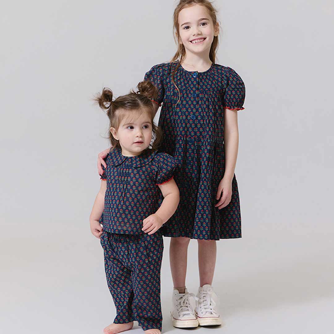 Girls Elizabeth Dress - Navy Carnation