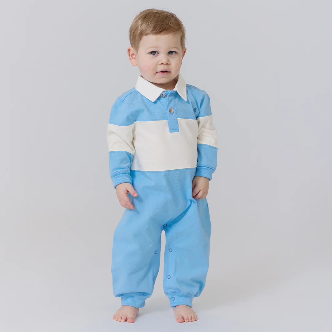 Baby Boys Albert Rugby Jumper - Blue & White