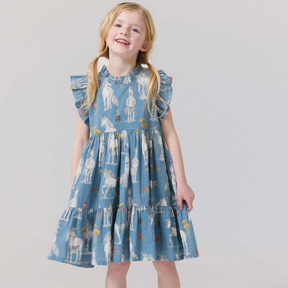 Girls Jennifer Dress - Unicorn Field