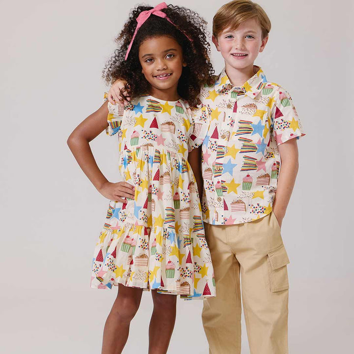 Girls Jennifer Dress - Birthday Star