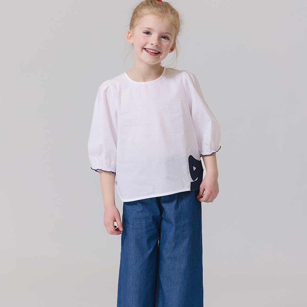 Girls Dana Bow Top - White