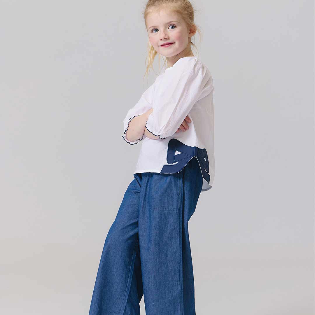 Girls Dana Bow Top - White