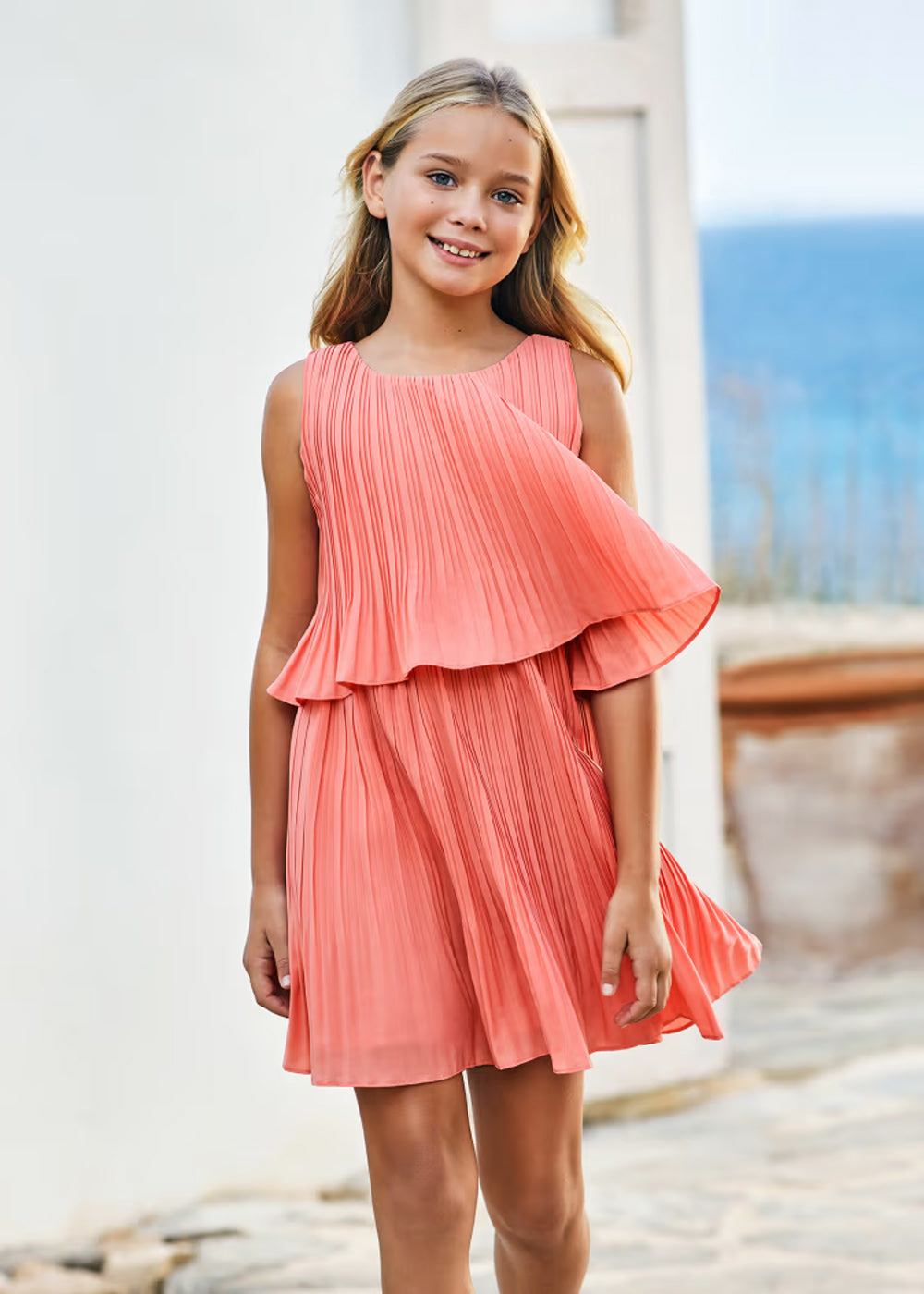 Flamingo Pleated Dress