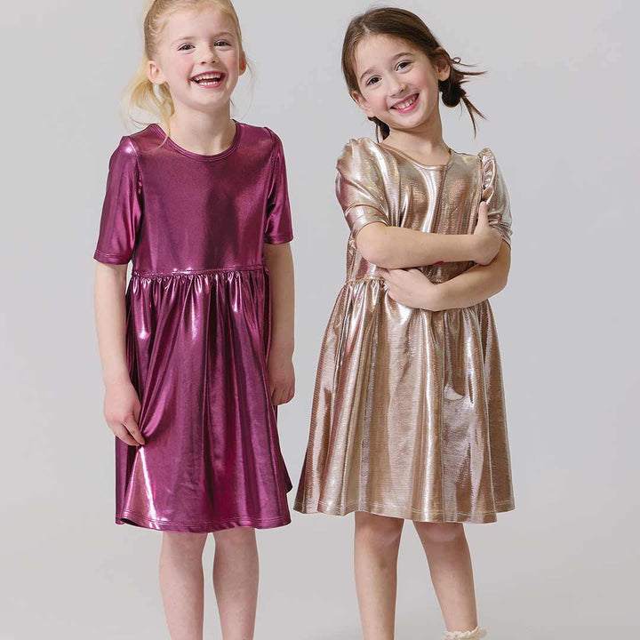 Girls Lame Steph Dress - Pink