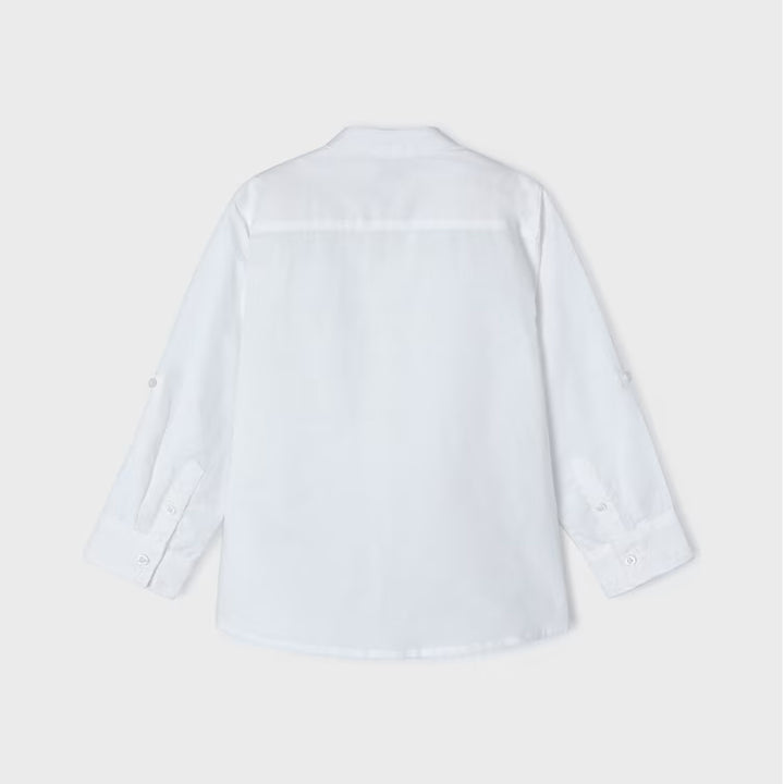 White Long Sleeve Mao Collar Shirt