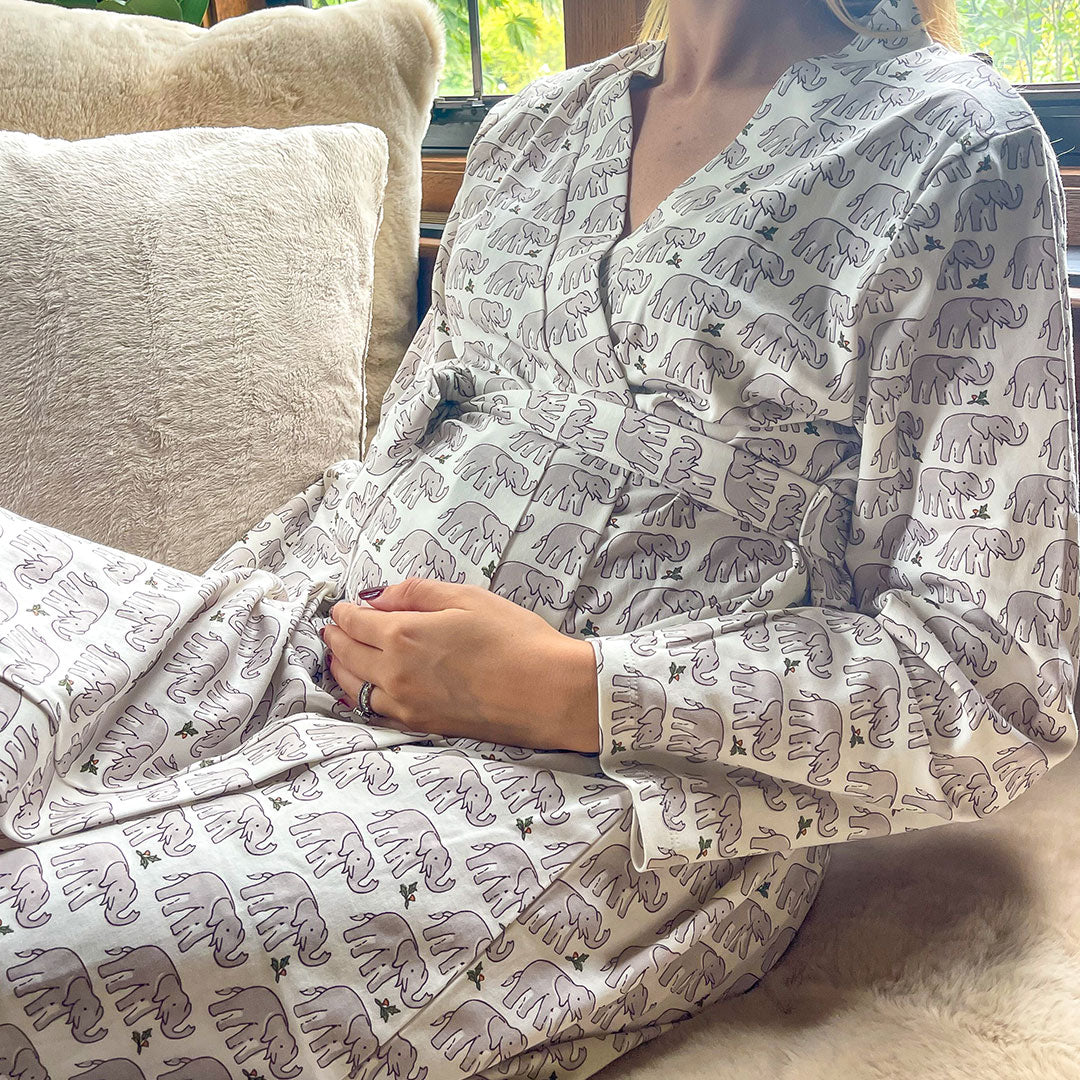 Womens Organic Robe - Gray Elephant