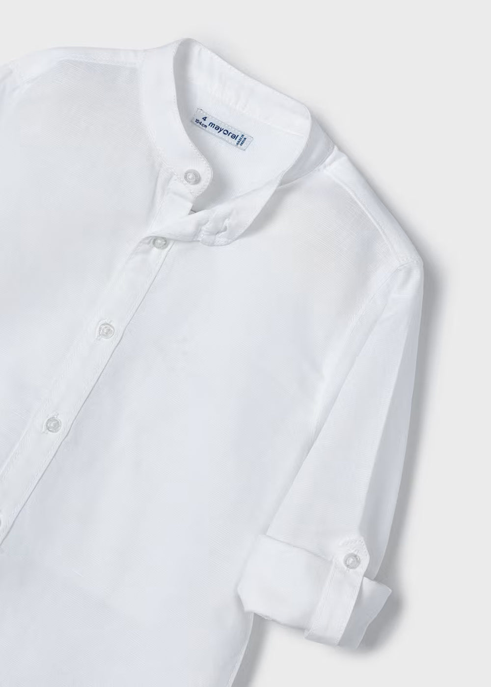 White Long Sleeve Mao Collar Shirt