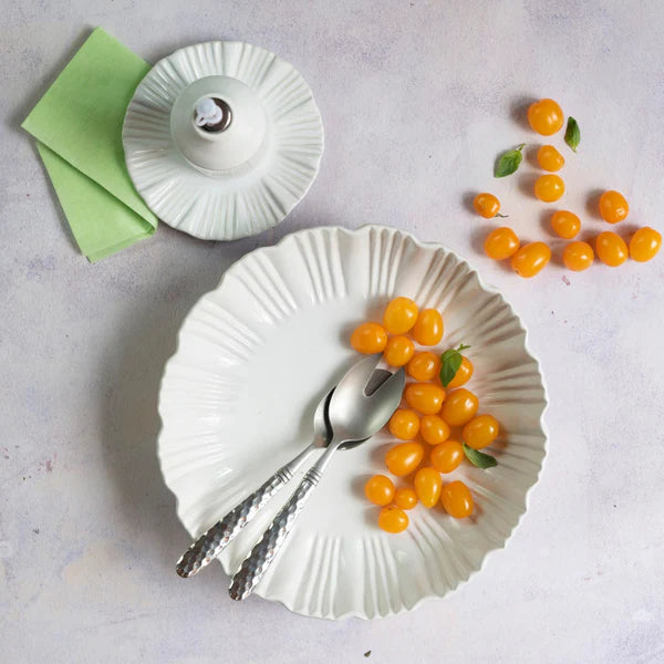 Bari White Shallow Serving Bowl