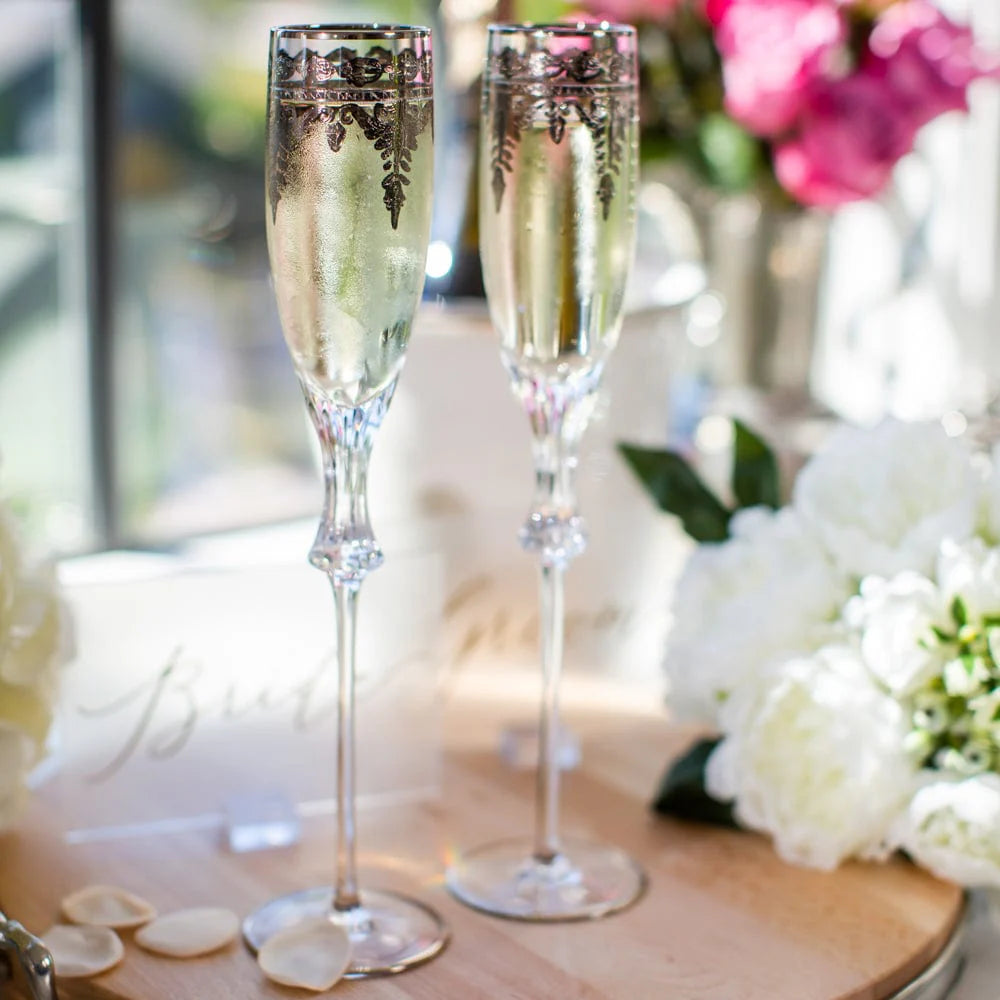 Vetro Platinum Wedding Flute Set