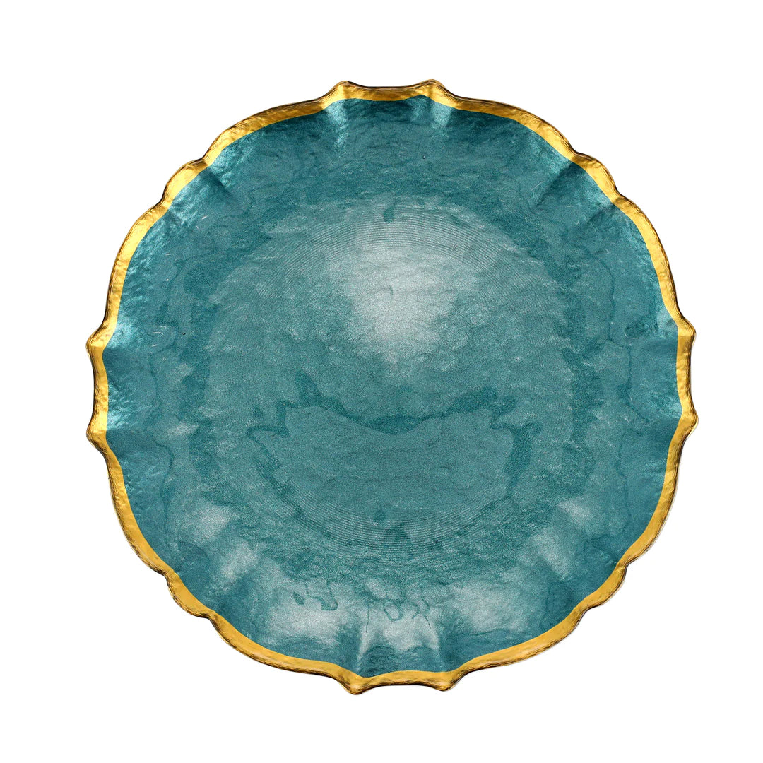 Baroque Glass Teal Dinner Plate