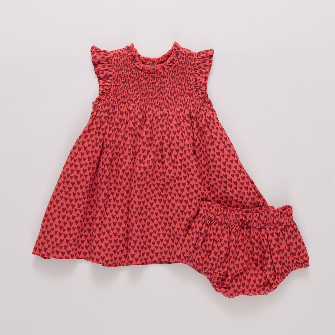 Baby Girls Stevie Dress - Red Mini Hearts