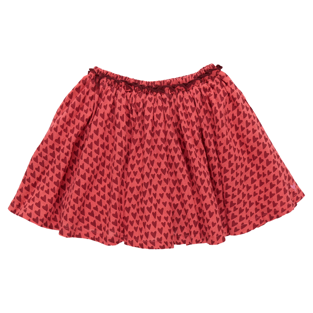 Girls Gianna Skirt - Red Mini Hearts