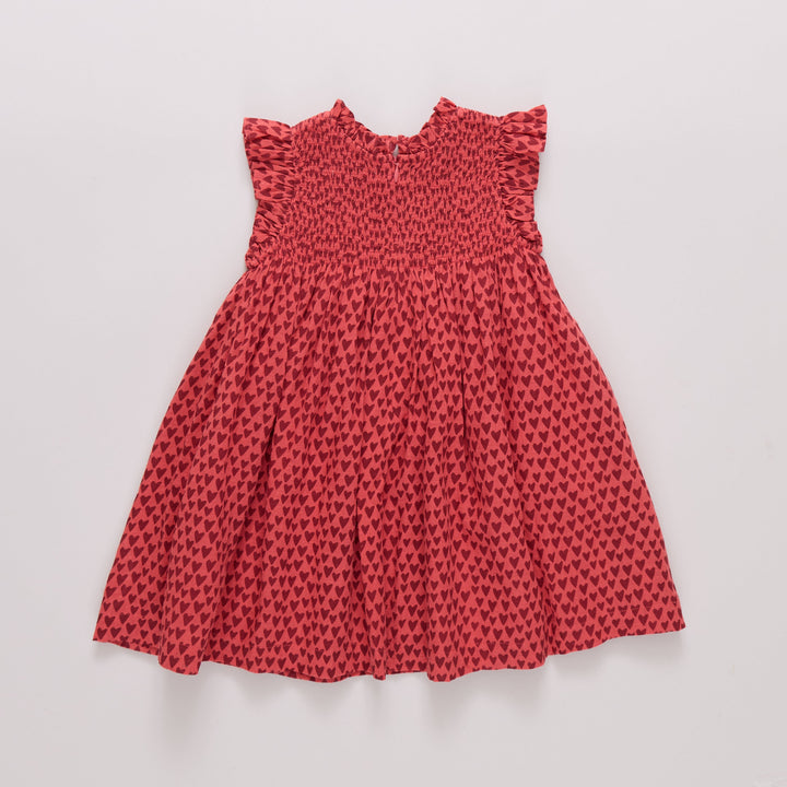 Girls Stevie Dress - Red Mini Hearts