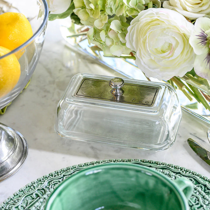 Vintage Glass Covered Butter Dish