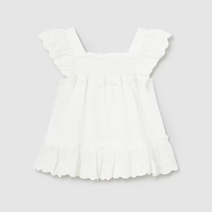 Natural Ruffled Loose Shirt