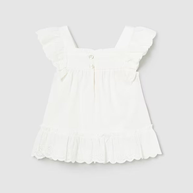 Natural Ruffled Loose Shirt