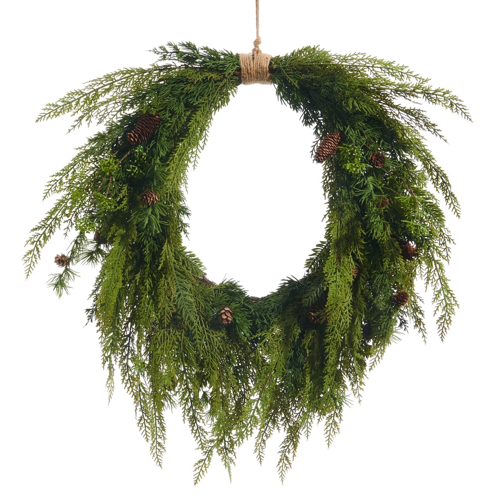 27" Cedar & Mini Pinecone Wreath