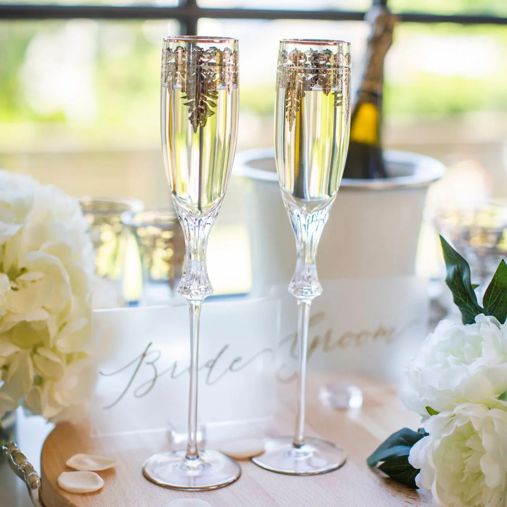 Vetro Platinum Wedding Flute Set