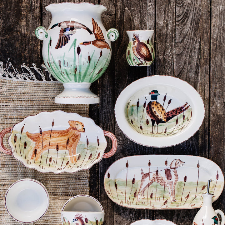 Wildlife Pheasant Small Rimmed Oval Bowl