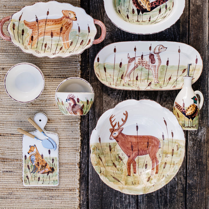 Wildlife Footed Deer Pedestal Fruit Bowl