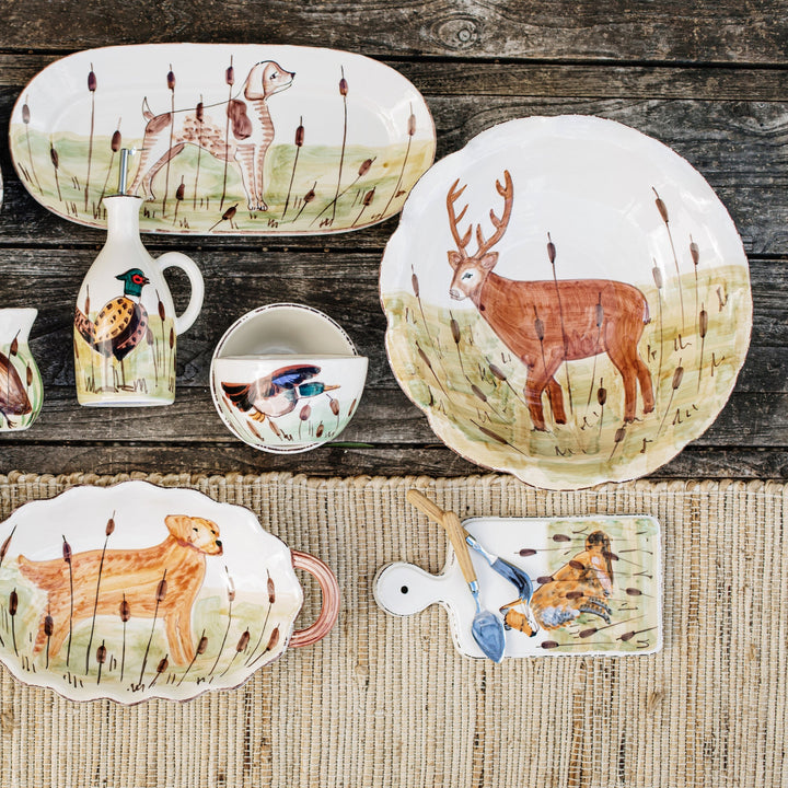 Wildlife Footed Deer Pedestal Fruit Bowl