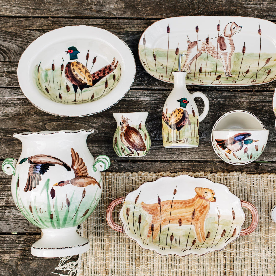 Wildlife Pheasant Small Rimmed Oval Bowl