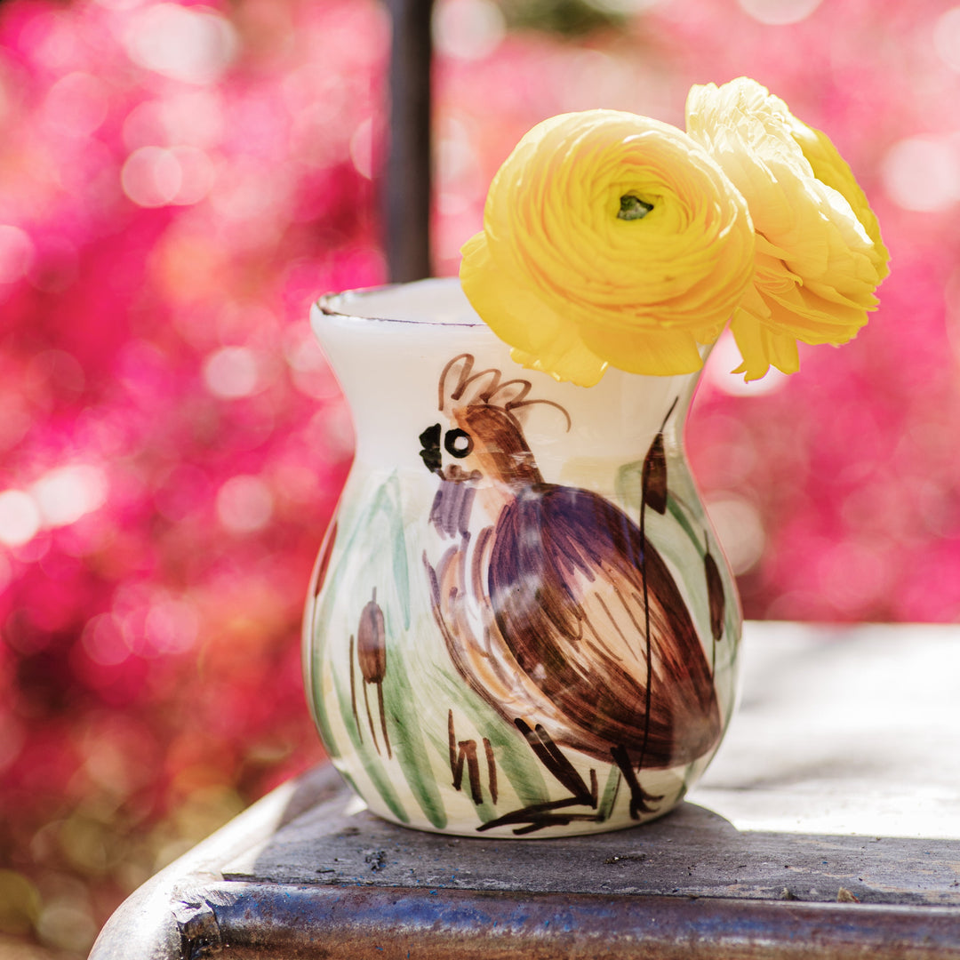 Wildlife Quail Bud Vase