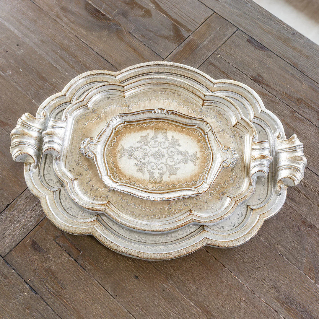 Florentino Wooden Tray Antique Silver/Gold