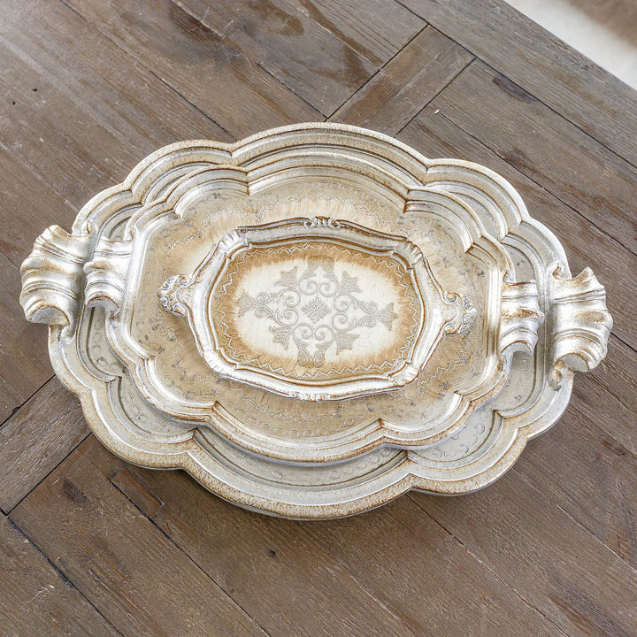 Florentino Wooden Tray Antique Silver/Gold