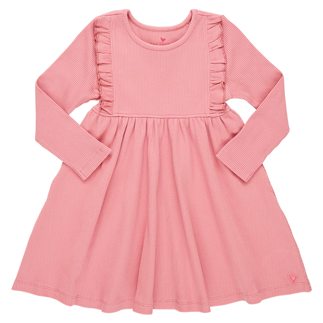 Girls Organic Kylie Rib Dress - Brandied Apricot