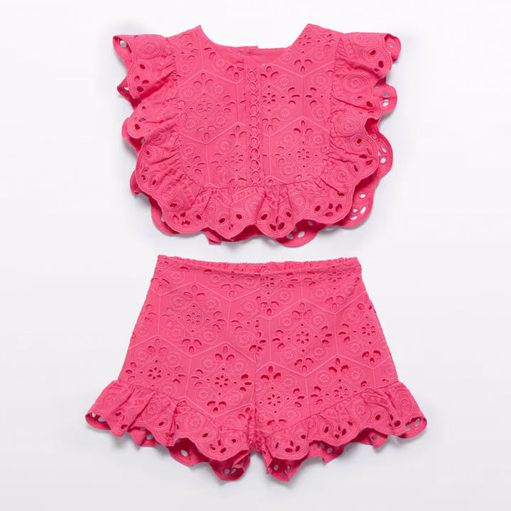 Baby Girl Fuchsia Eyelet Short Set