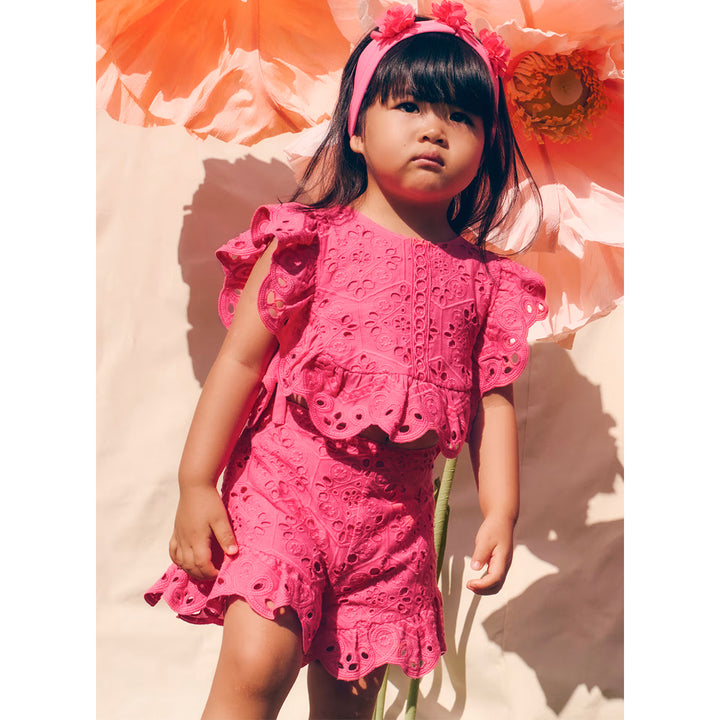 Baby Girl Fuchsia Eyelet Short Set