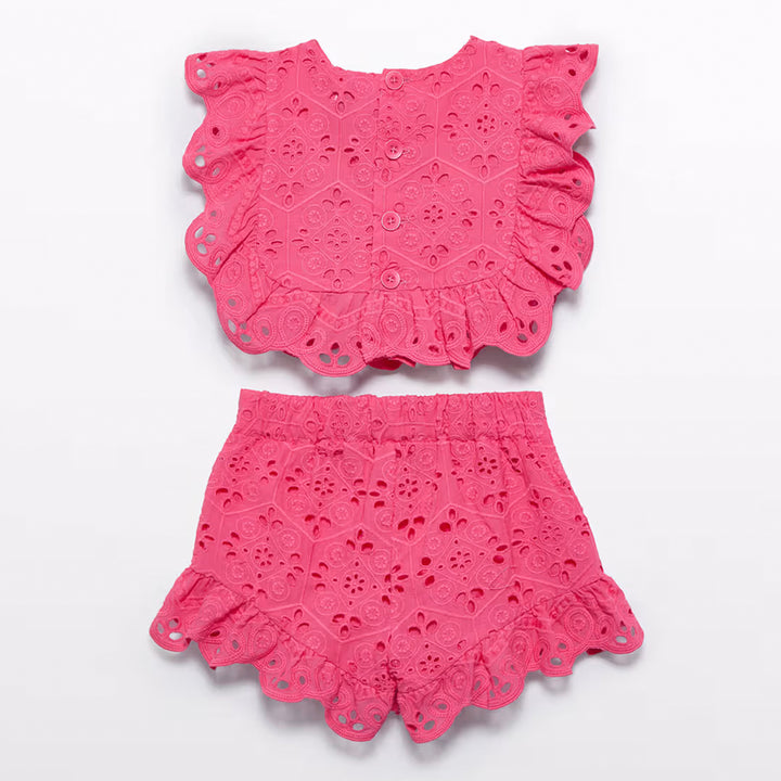 Baby Girl Fuchsia Eyelet Short Set